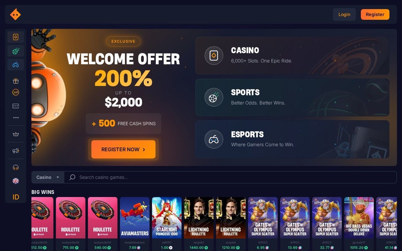 Bitsler casino homepage screenshot showing the main game lobby and top navigation (bitsler casino review)