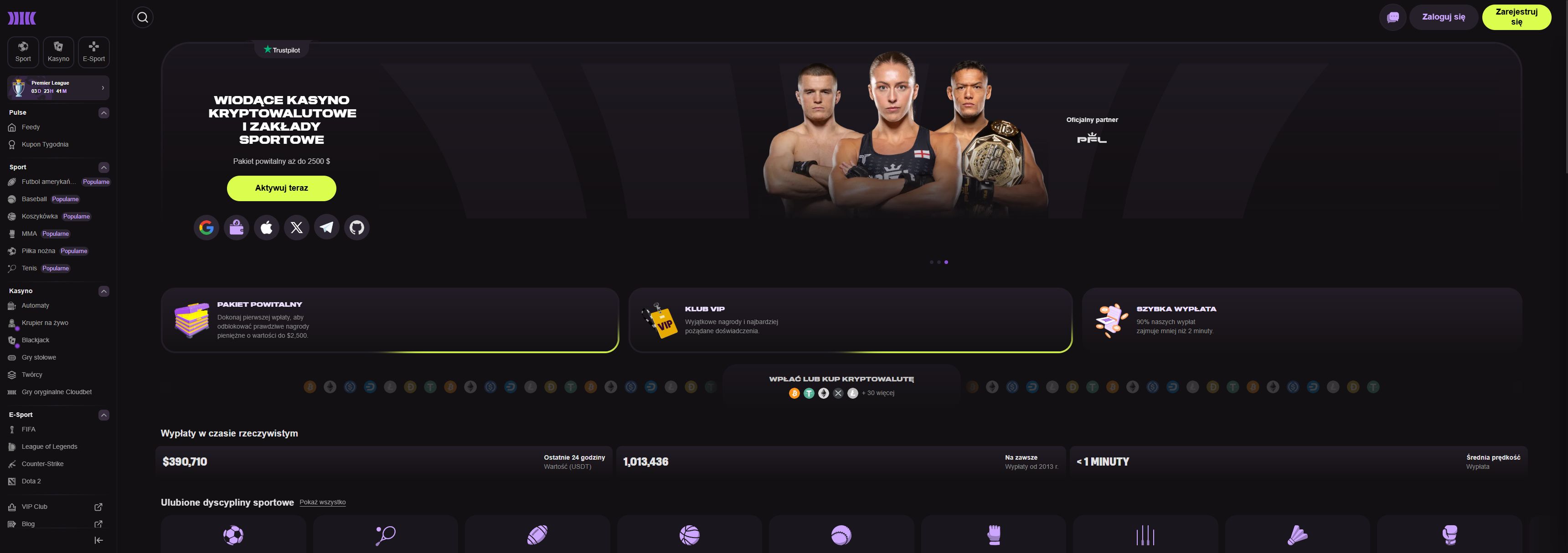 Cloudbet casino homepage screenshot showing the main game lobby and top navigation (cloudbet casino review)