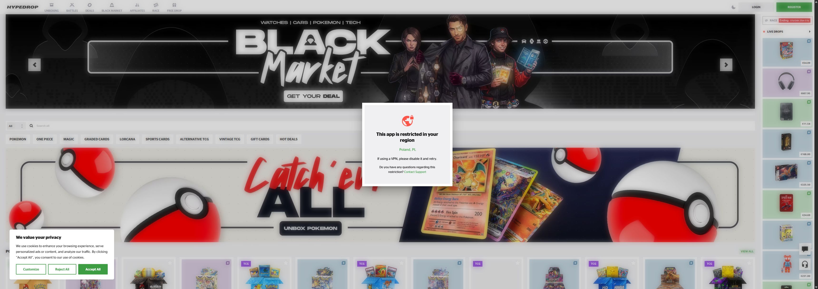 HypeDrop casino homepage screenshot showing the main game lobby and top navigation (hypedrop casino review)