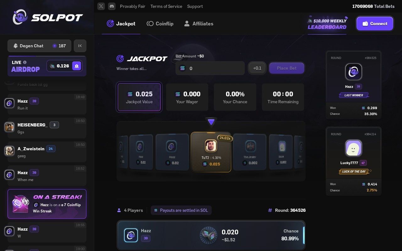 Solpot casino homepage screenshot showing the main game lobby and top navigation (solpot review)